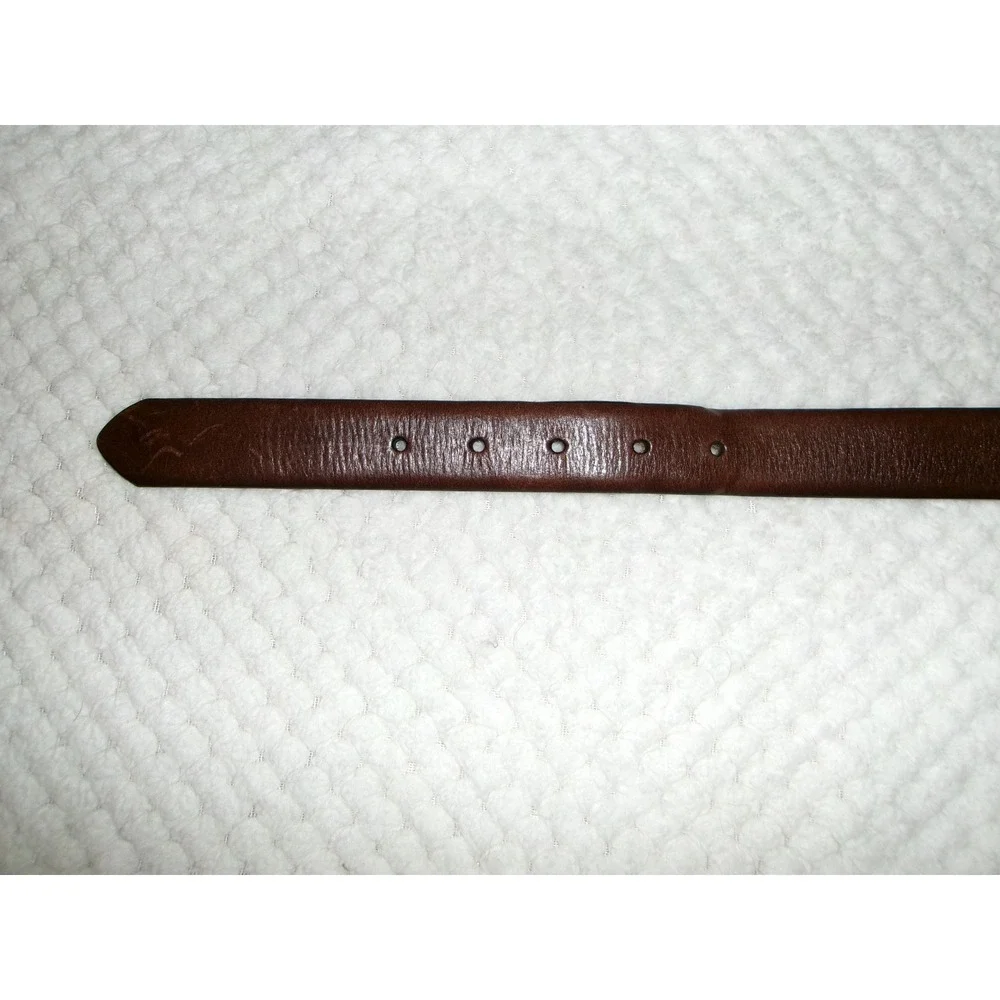J.Crew Mens 38 Leather Belt Brown Italian Leather Silver Buckle K0966